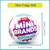 A spherical mini fridge ball product labeled Mini Brands featuring colorful packaging.