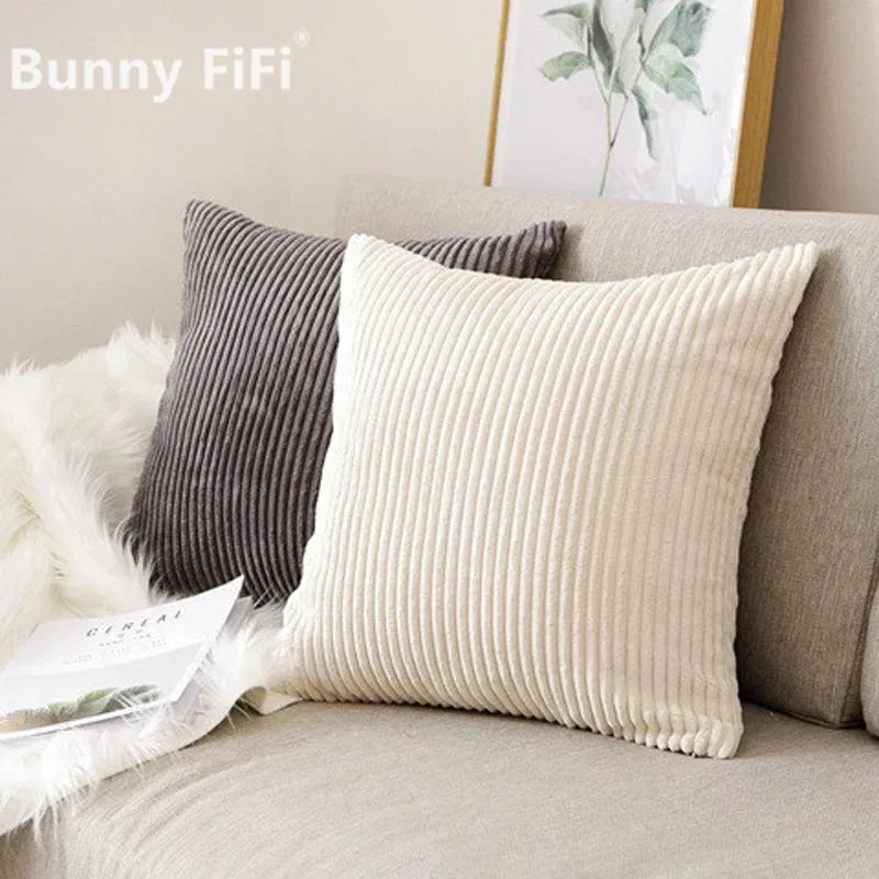 Soft Corduroy Striped Throw Pillow Cover