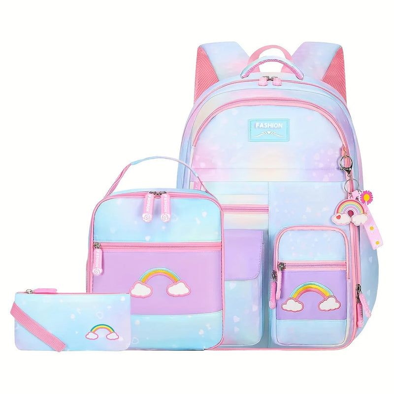 Schulrucksack-Set für Mädchen mit Brotdose & Federmäppchen