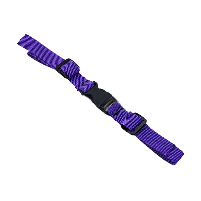 Purple adjustable backpack chest strap with black hardware