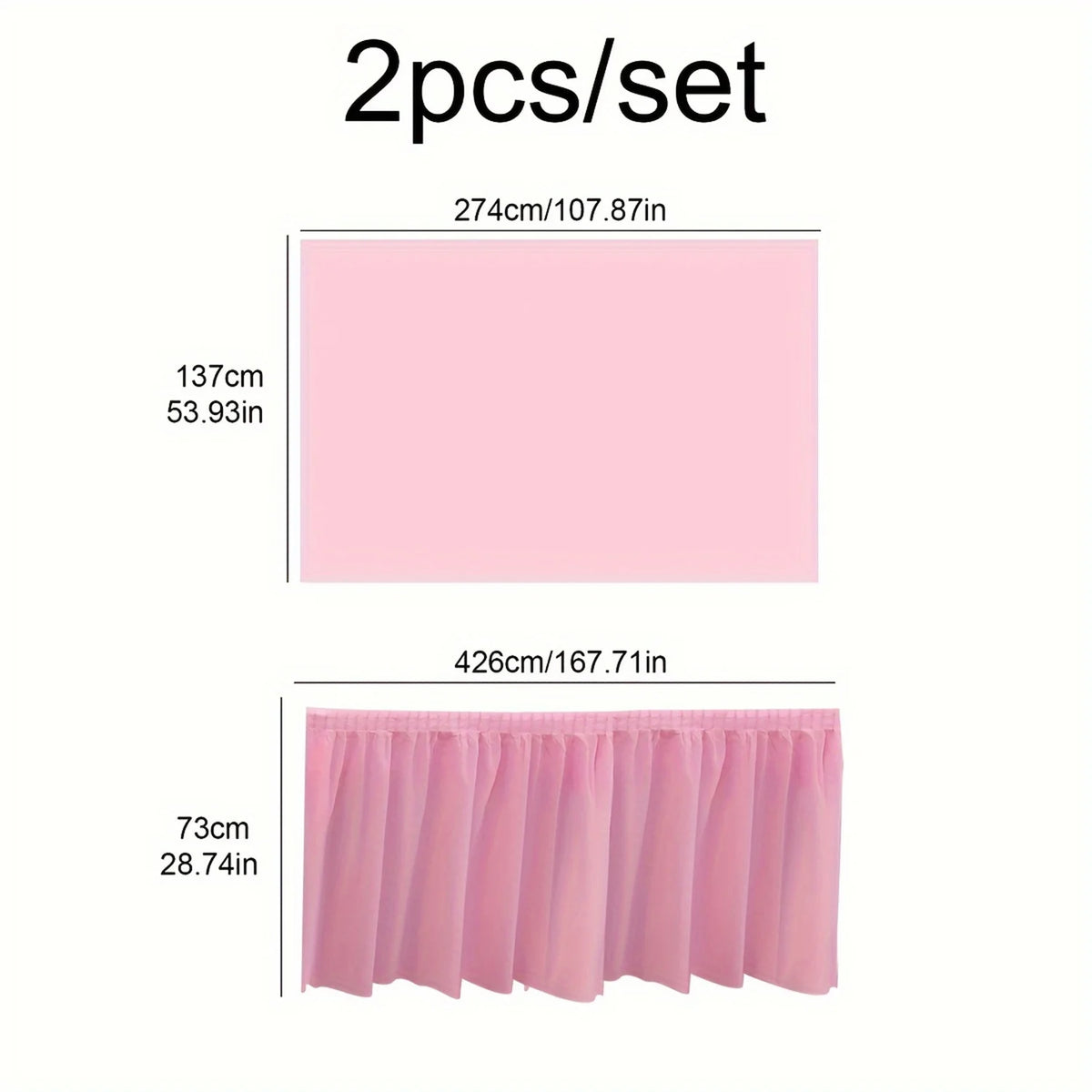 Disposable Rectangular Tablecloth Set with Matching Skirting