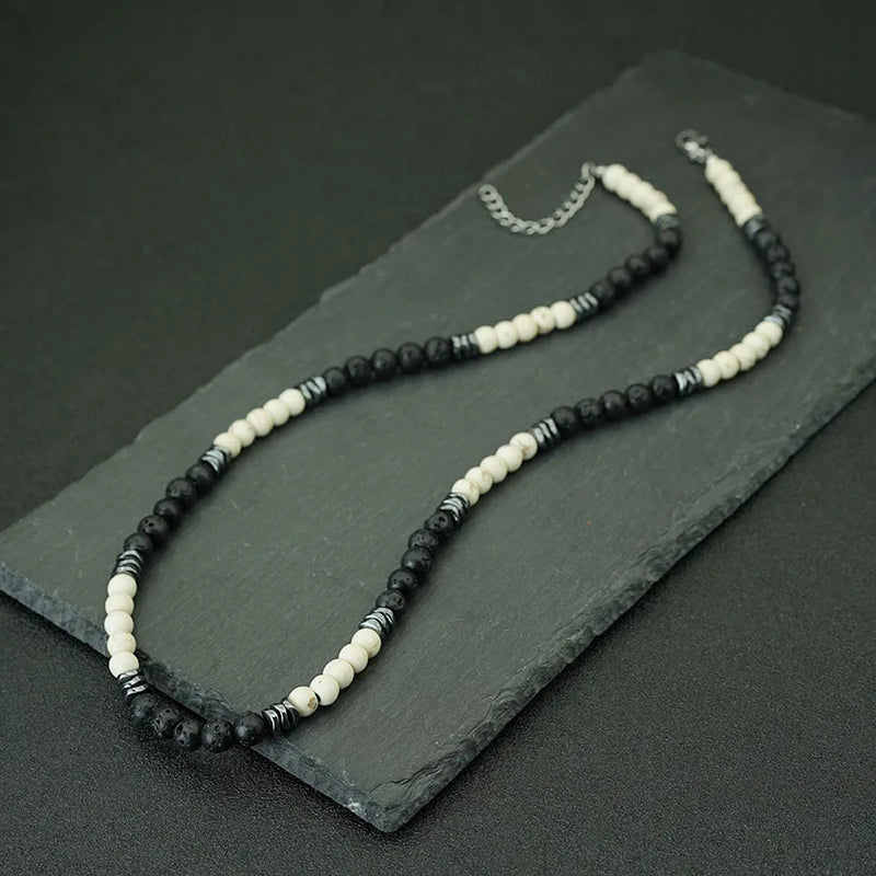 Tiger's Eye & Lava Stone Beaded Necklace