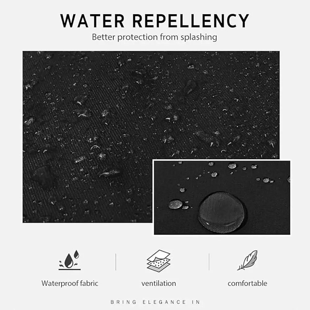 Microscopic view of a waterproof fabric texture and a water droplet on a surface.