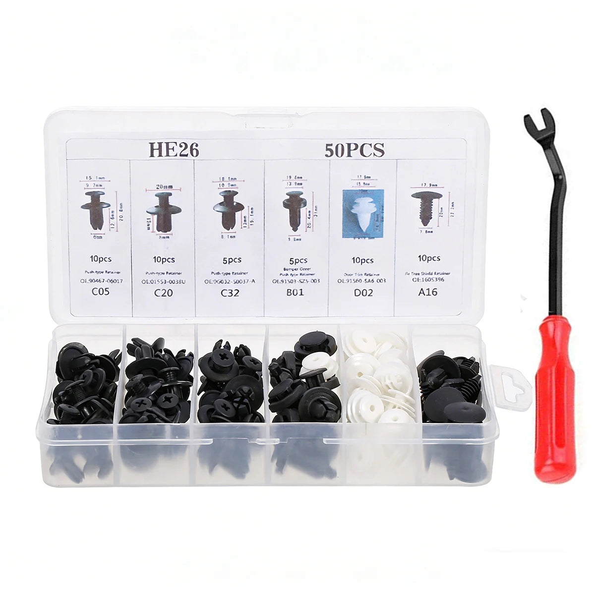 Universal Auto Fastener Clip Assortment Kit for Car Body Trim and Panels
