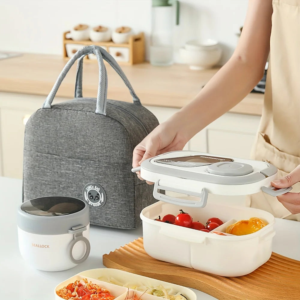 3-Piece Insulated Lunch Box Set with Reusable Cutlery