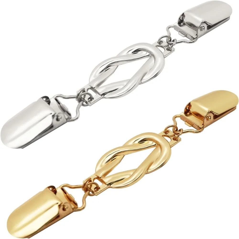 Ein Set vielseitiger Taillenstoppers und Hemdclipser in Silber- und Goldoptik.
