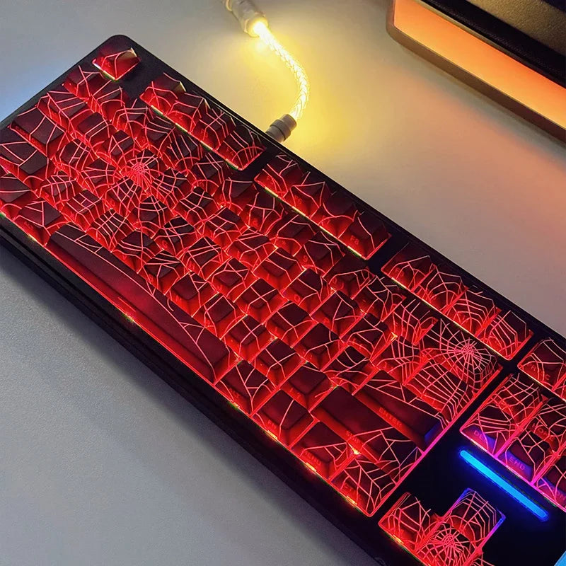 Black Spider Side-Printed Translucent Keycaps for Mechanical Keyboards