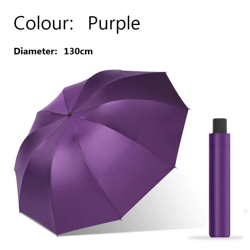 A purple extra-large windproof folding umbrella shown against a white background.