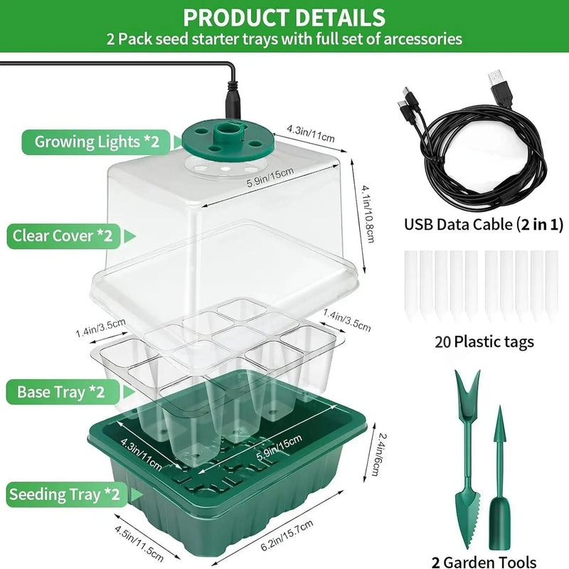 Seed Starter Tray with LED Grow Light