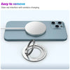 A magnetic phone holder ring stand is shown resting on a light blue smartphone.