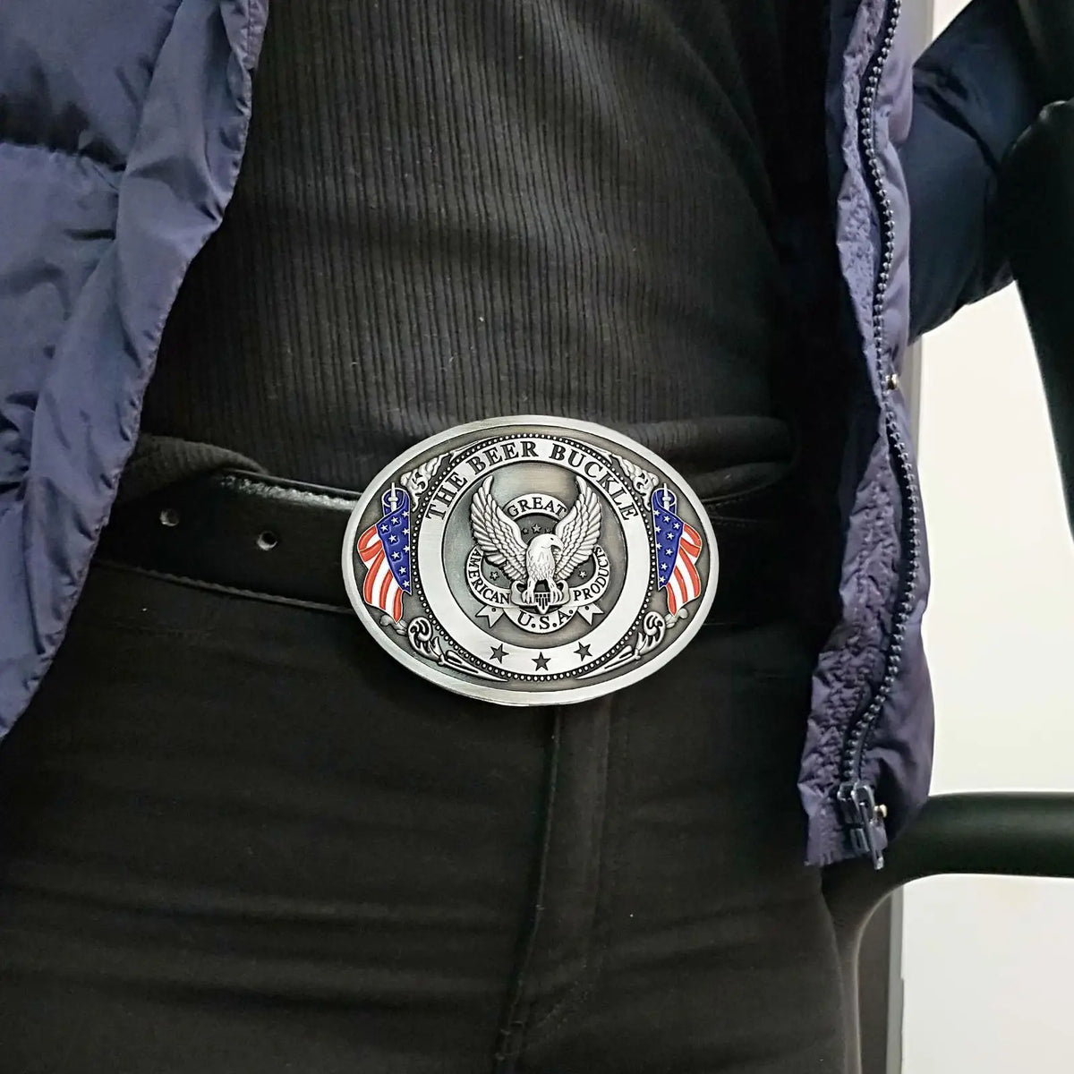Decorative Flag Eagle Beer Belt Buckle