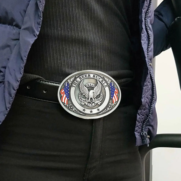 Decorative Flag Eagle Beer Belt Buckle