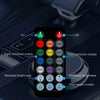 A close-up of a remote control for an RGB music-sync car interior LED light strip showing various functions like on/off and c