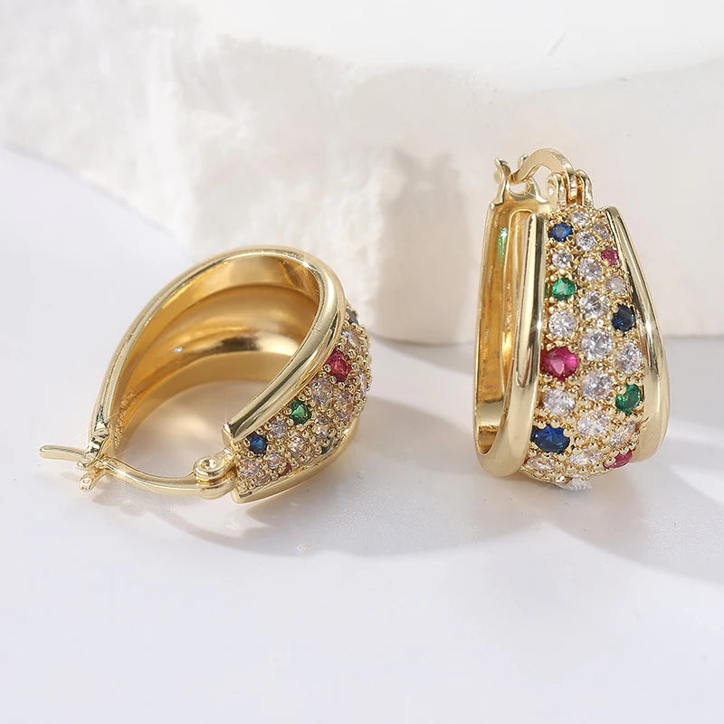 Multicolor Cubic Zirconia Hoop Earrings