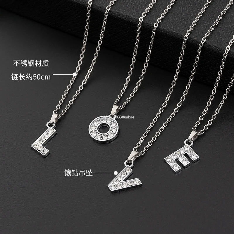 Initial Letter Pendant Necklace with Stainless Steel Chain