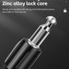Close-up of an environmentally ABS lock with a zinc alloy lock core, showing the metallic shackle and black body.