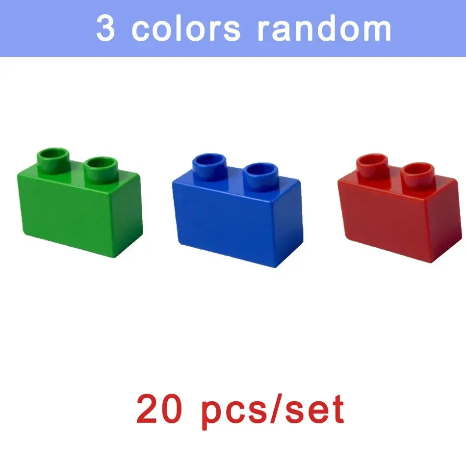 Three random colored building blocks set with 20 pieces per set