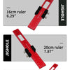 Three size T-Track rulers in red, measuring 16cm, 20cm, and 30cm.