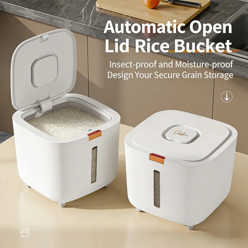 Airtight Rice Storage Container with Double Silicone Seal and Recessed Latch
