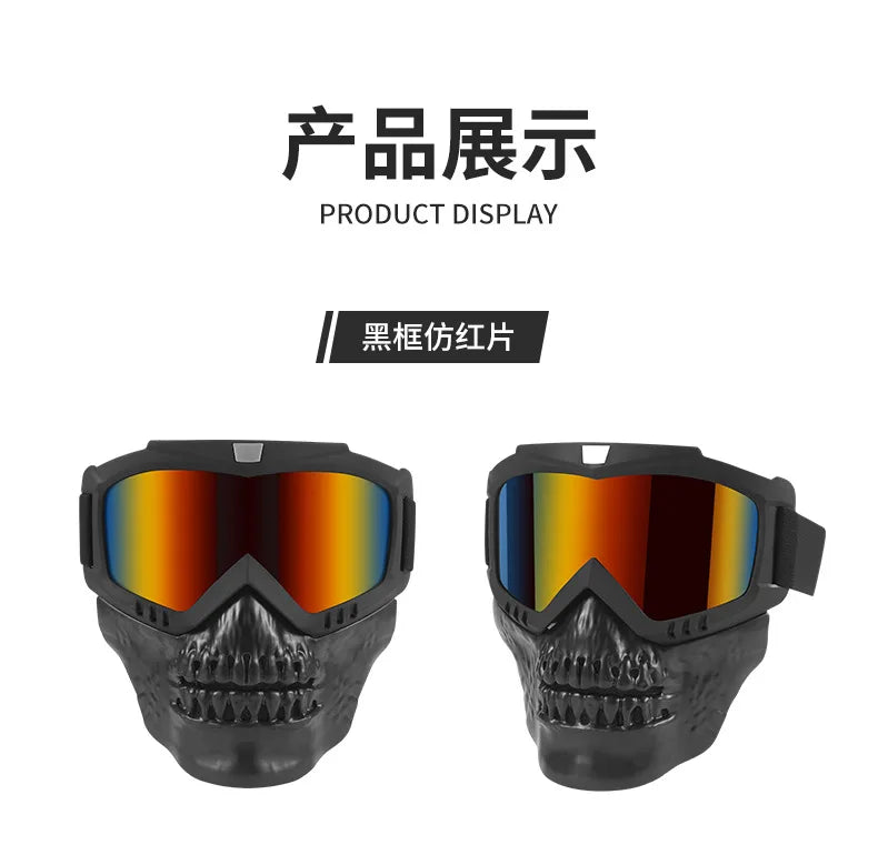 Skull Design Motorcycle & Cycling Goggles with Protective Mask