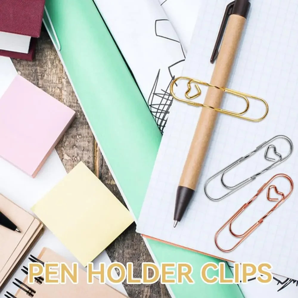 Heart-Shaped Metal Pen Clips for Notebooks and Journals