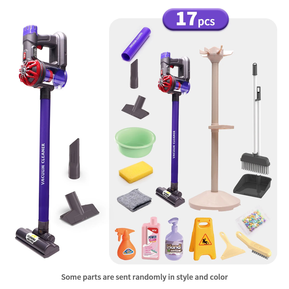 3-in-1 Electric Cleaning Playset for Kids with Storage Rack