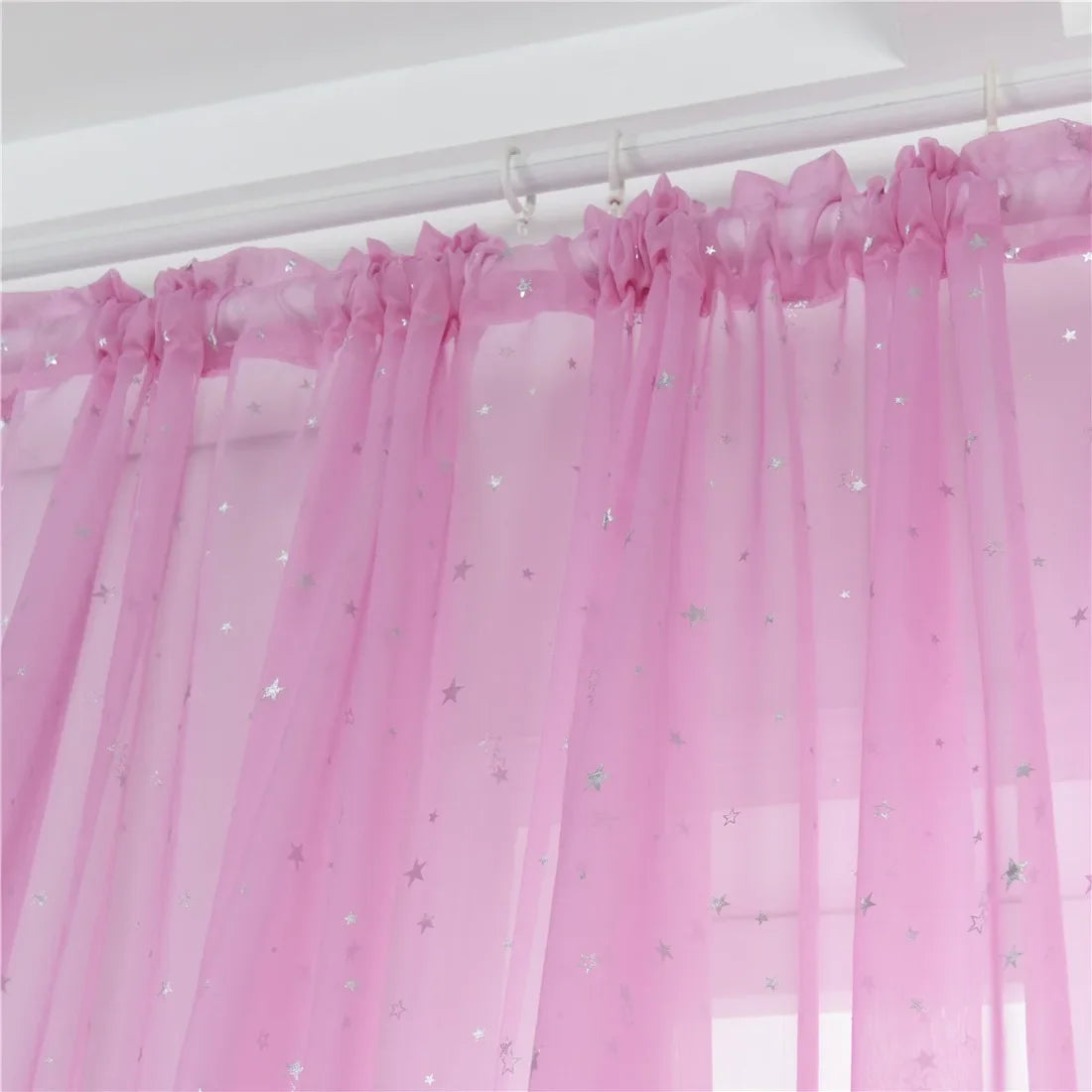 Silver Star Sheer Curtain with Hot Stamping Detail