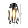 A black metal frame ceiling lamp with a single light bulb, shown in a vertical view.