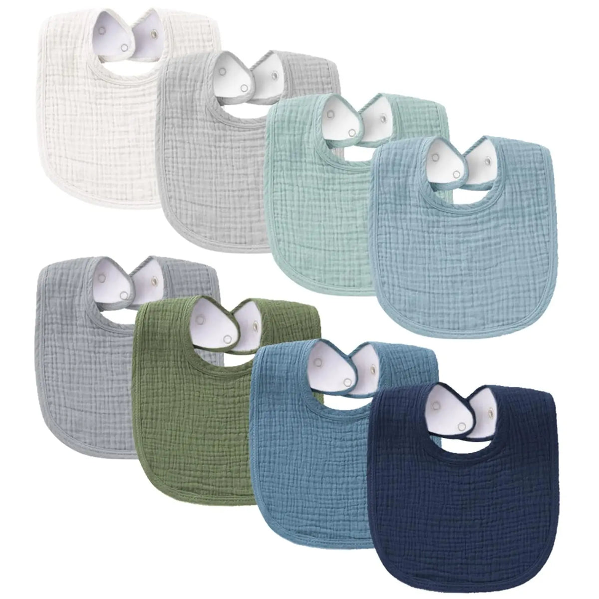 100% Cotton Muslin Baby Bibs with Adjustable Snaps – Multi-Use Drool & Burp Cloths (10/20/30 Pack)