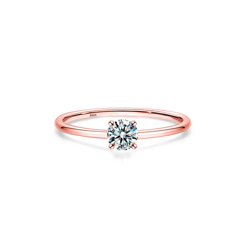 Minimalist Moissanite Solitaire Ring in Sterling Silver