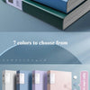 A4 expanding file organizer with clear pocket dividers shown in various colors.
