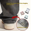 Invisible hem shortening clips installed on the inside of a trouser leg to prevent dragging on the ground.