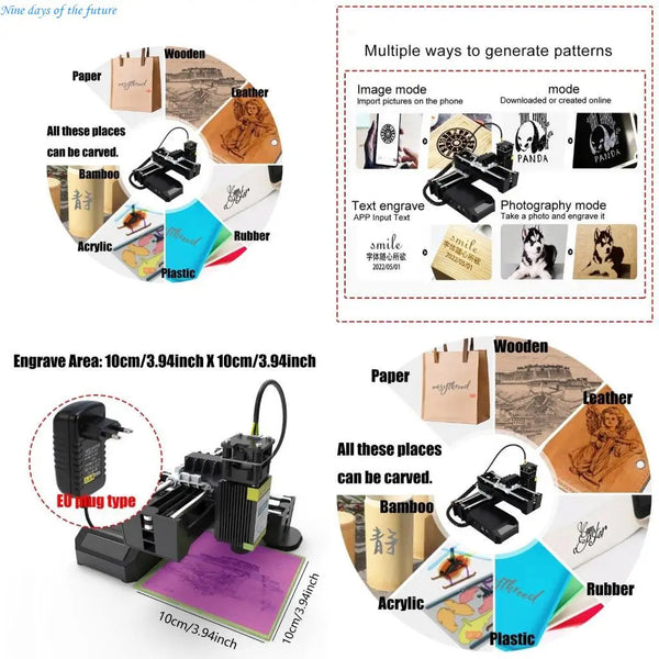 Graveur Laser Compact de Bureau pour Bois, Acrylique et Cuir