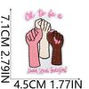 Embroidered patch featuring three hands in pink, cream, and brown tones with the text Oh to be to be