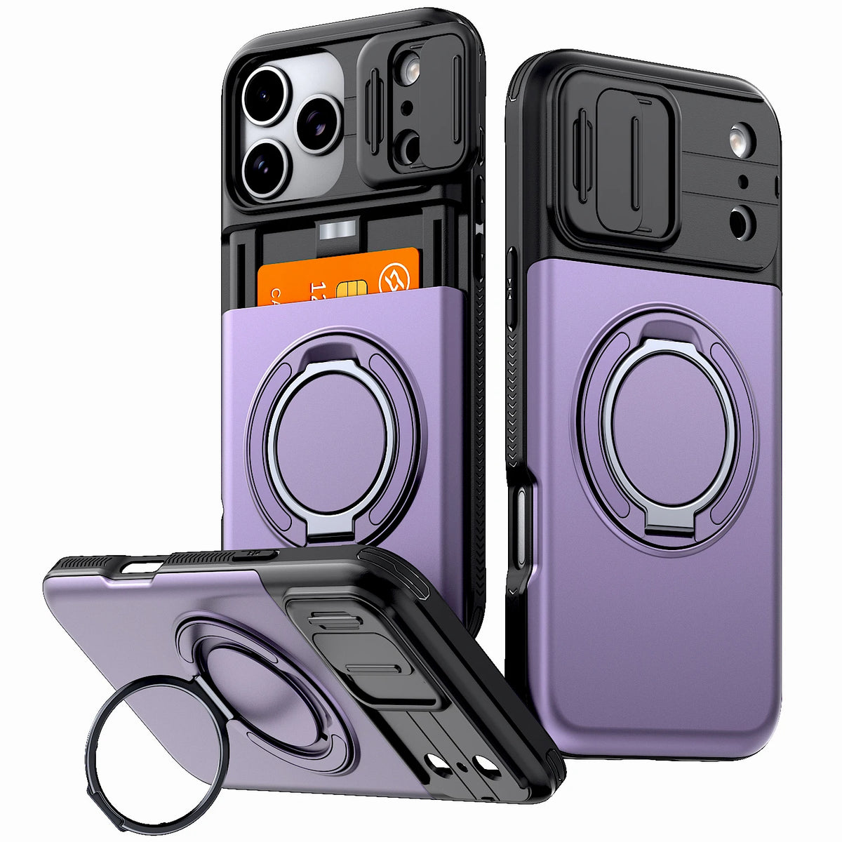Premium Leather Wallet Case with Card Slots & Kickstand for iPhone