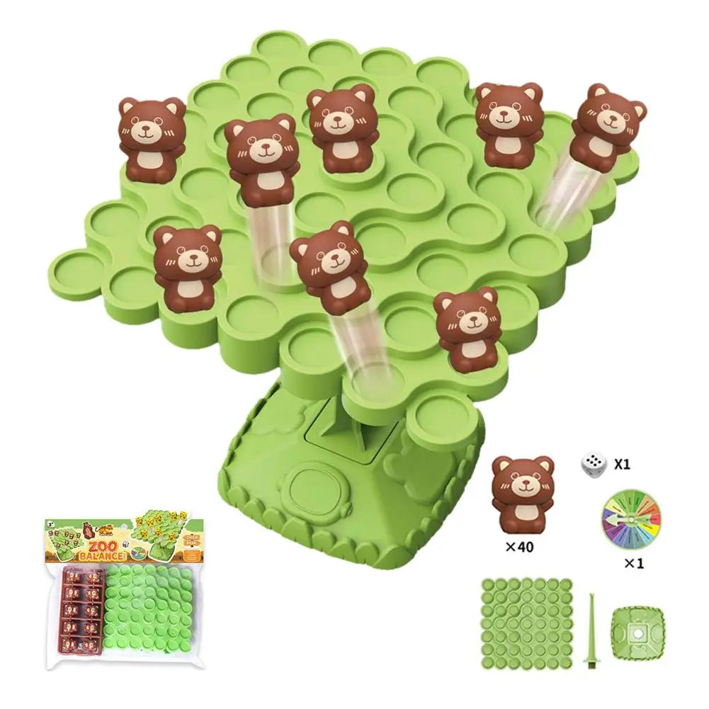 A green stacking game featuring capybara figures and balance elements.