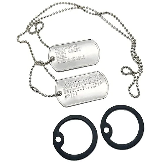 Personalized Stainless Steel Dog Tag Necklace Set - Military Style with Rubber Silencers