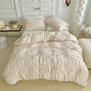 Beige Three-Dimensional Floral Duvet Cover Set