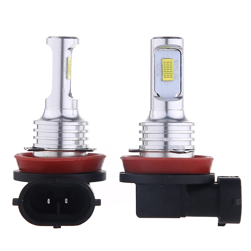 A pair of super bright LED headlight bulbs with Canbus technology and base connectors.