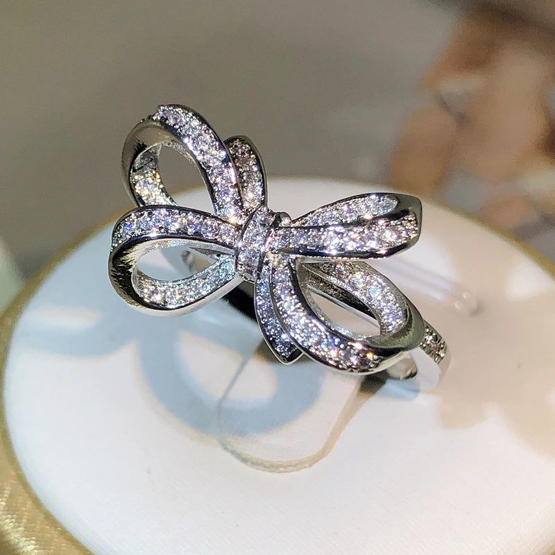 925 Sterling Silver Bow & Butterfly Ring