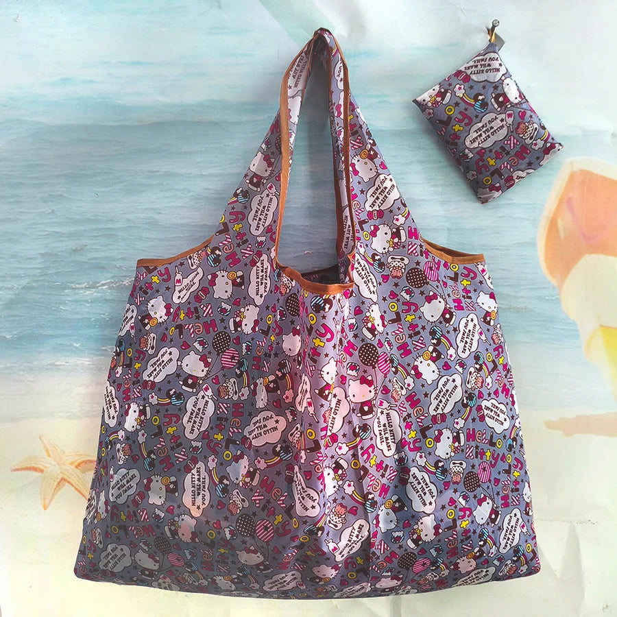 Foldable Eco-Friendly Shopping Bag with Cartoon Print