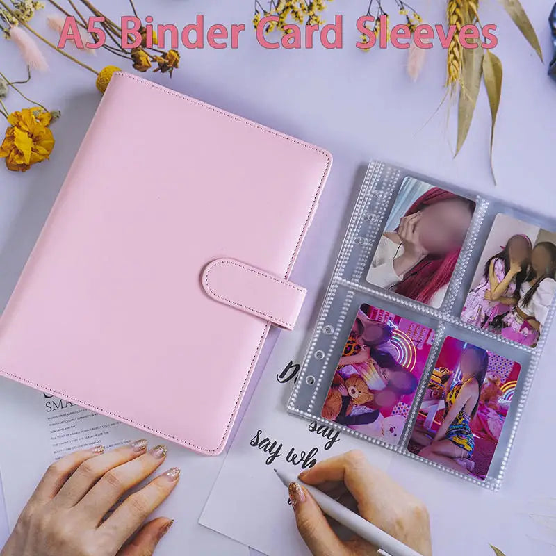 A5 PU Leather Photo & Card Organizer Binder with 4-Pocket Sleeves
