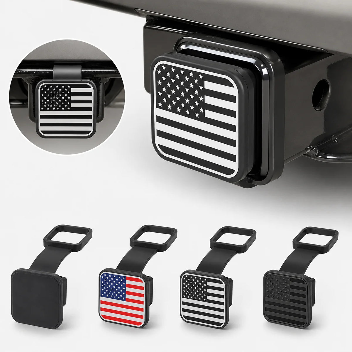 2-Inch Trailer Hitch Receiver Cover with American Flag Design