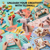 Hands are shown using a cordless hot glue gun for various crafts like gift wrapping, jewelry making, and model building.