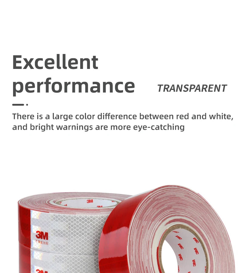 Roll of red and white reflective decals for trucks and vehicles