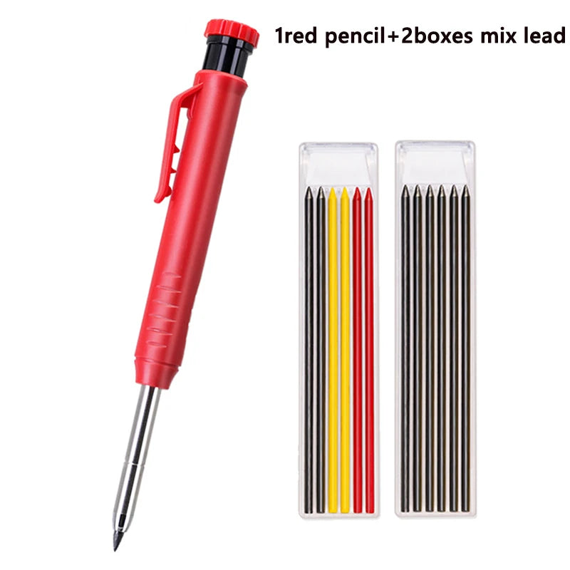 Heavy-Duty Carpenter Pencil Set with Extended Tip and Built-In Sharpener
