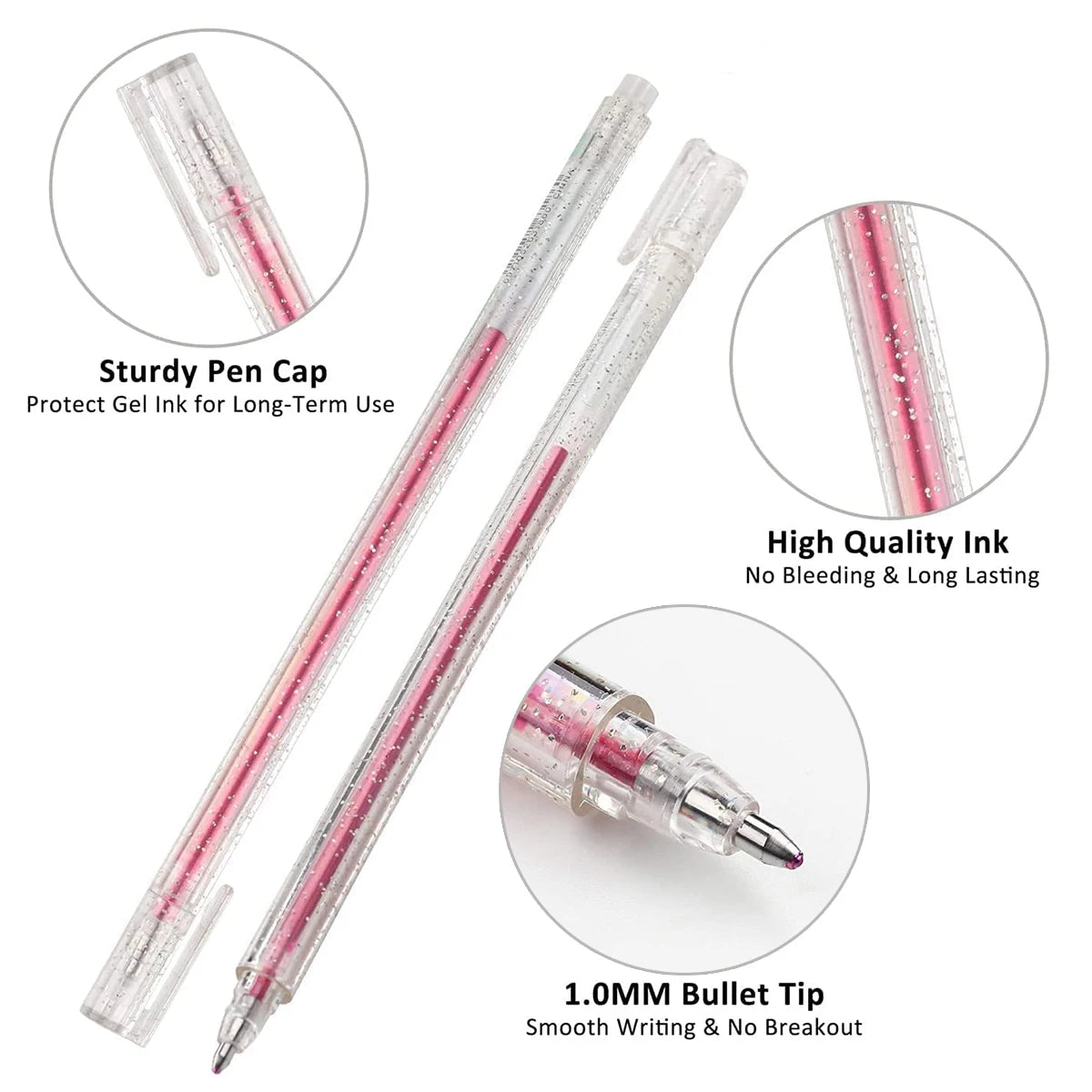 Glitter Gel Pen Set - Metallic Shimmer Pens for Art, Journaling & DIY Crafts