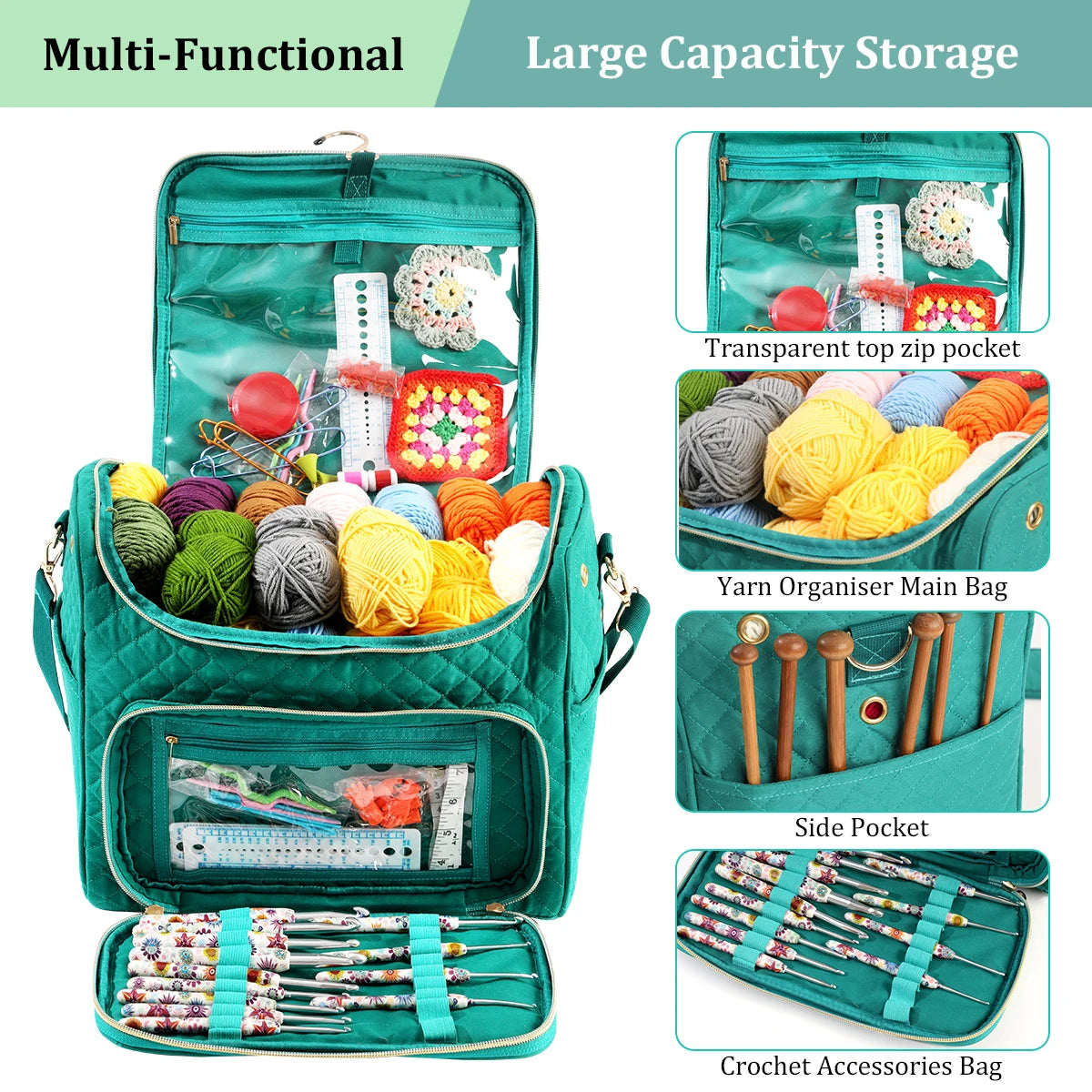 Portable Yarn Storage & Crochet Organizer Bag