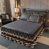 Crystal Velvet Gold Lace Bed Skirt with Anti-Slip Base