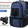 A blue and black boarding travel backpack with an independent shoe compartment and laptop sleeve.
